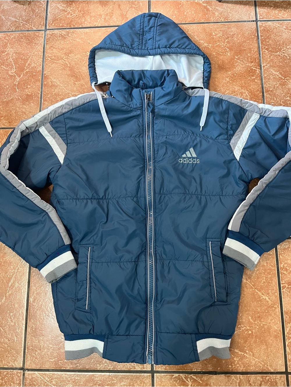 ULTRA RARE Adidas Vintage 80s Retro Puffer Jacket Size M Slate Blue